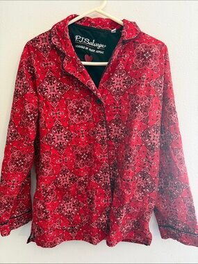 P.J. Salvage Red Paisley Sleep Shirt with Black Trim